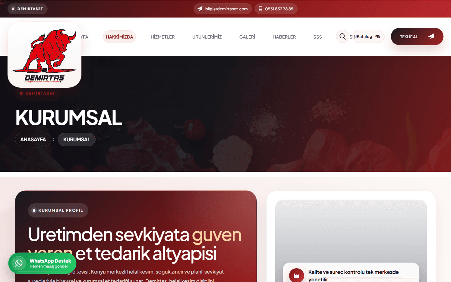 Demirtaş Et — Üretimden Sofraya Güven Veren Bir Dijital Vitrin